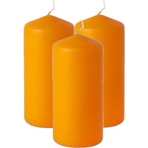 6x stuks oranje stompkaarsen 15 cm 45 branduren - oranje decoratie kaarsen - Woondecoratie/woonaccessoires