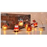 Kerstverlichting lichtsnoeren kerstfiguren op batterij met 10 lampjes - Kerstlampjes/kerstlichtjes lichtsnoeren