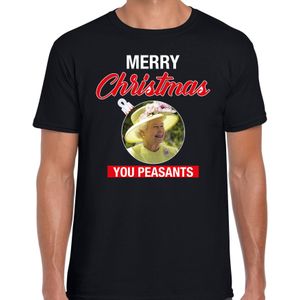 Queen/koningin Elizabeth II Merry Christmas peasants fout Kerst shirt - zwart - dames - Kerst  t-shirt / Kerst outfit