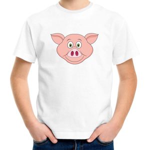 Cartoon varken t-shirt wit voor jongens en meisjes - Kinderkleding / dieren t-shirts kinderen