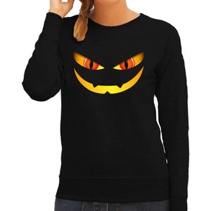 Monster gezicht halloween verkleed sweater zwart - dames - horror trui / kleding / kostuum