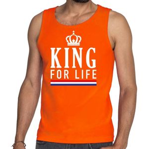 Oranje King for life tanktop / mouwloos shirt - Singlet voor heren - Koningsdag kleding