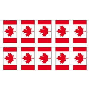 2x Papieren slinger Canada 4 meter - Canadese vlag - Supporter feestartikelen - Landen decoratie/versiering