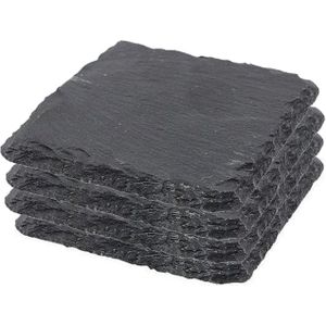 12x Leisteen onderzetters 10 x 10 cm - Kaarsenplateaus - Glazen onderzetters