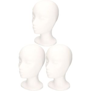 3x Hobby/DIY piepschuim hoofden/koppen Sonja 30 cm vrouw/meisje - Pashoofd/paspop hoofd voor in etalage - Knutselen basis materialen/hobby materiaal