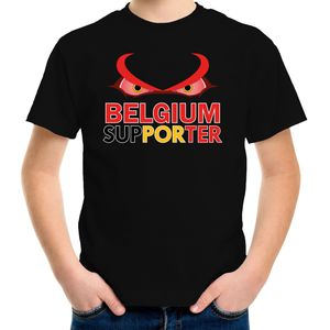 Belgium supporter fan t-shirt zwart EK/ WK voor kinderen - EK/ WK shirt / outfit