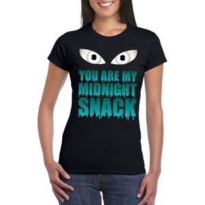 Halloween zombie t-shirt zwart dames met enge ogen - You are my midnight snack