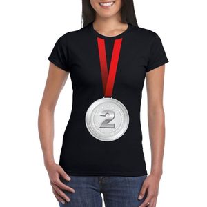 Zilveren medaille kampioen shirt zwart dames - Winnaar shirt Nr 2