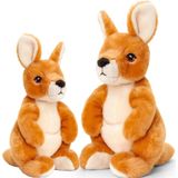 Keel Toys - Pluche Knuffels Kangoeroe Familie - 2x Stuks - 20 en 27 cm