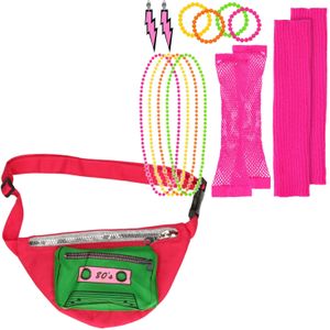 Foute 80s/90s party verkleed set compleet - dames - neon - jaren 80/90 verkleed accessoires