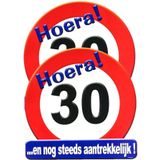 2x stuks hulde stopbord 30 jaar - 50 x 50 cm - Feestartikelen/versiering verjaardag leeftijden - Verkeersbord