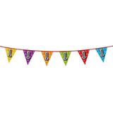 2x stuks vlaggenlijnen met glitters 1 jaar thema feestartikelen - Verjaardag versieringen - 8 meter - Plastic