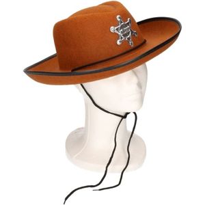 2x stuks kinder verkleed cowboyhoed bruin - Carnaval sheriff hoeden