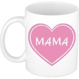 Bellatio Decorations Liefste mama verjaardag cadeau mok - roze hartje - 300 ml - Moederdag