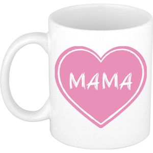 Bellatio Decorations Liefste mama verjaardag cadeau mok - roze hartje - 300 ml - Moederdag
