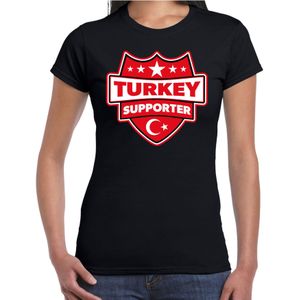 Turkey supporter schild t-shirt zwart voor dames - Turkije landen t-shirt / kleding - EK / WK / Olympische spelen outfit
