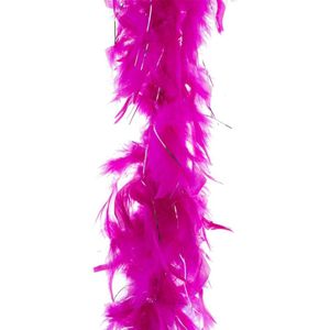 Carnaval verkleed veren Boa kleur fuchsia roze met zilver 2 meter - Verkleedkleding accessoire