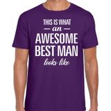 This is what an awesome best man looks like cadeau t-shirt paars heren - kado voor een huwelijks getuige