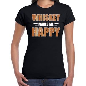 Whiskey makes me happy / Whiskey maakt me gelukkig drank t-shirt zwart voor dames - whiskey drink shirt - themafeest / outfit