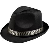 Carnaval verkleedset Blackman - hoed en party stropdas - zwart - heren/dames - verkleedkleding accessoires