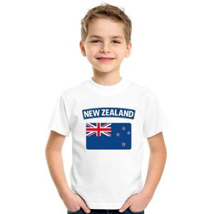 Nieuw Zeeland t-shirt met Nieuw Zeelandse vlag wit kinderen