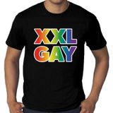 Gay pride XXL Gay grote maten t-shirt - zwart plus size homo/regenboog shirt voor heren - gay pride