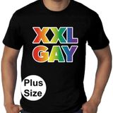 Gay pride XXL Gay grote maten t-shirt - zwart plus size homo/regenboog shirt voor heren - gay pride