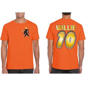 Bellatio Decorations Oranje Koningsdag t-shirt - voetbal Willie - nummer 10 - heren