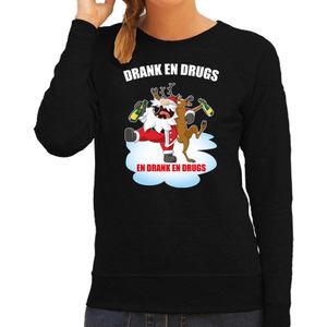Foute Kerstsweater / kersttrui Drank en drugs zwart voor dames - Kerstkleding / Christmas outfit