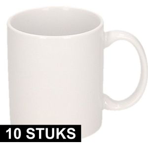 10x Onbedrukte witte mokken 300 ml - blanco koffiemokken