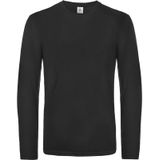 5x stuks basic longsleeve t-shirt - maat: S - zwart - heren - katoen - 145 grams - basic zwarte lange mouwen shirts / kleding