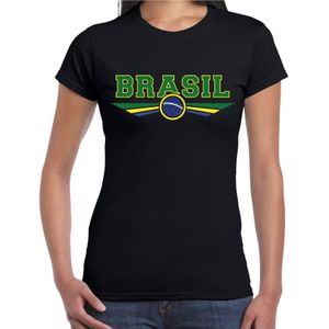 Brazilie / Brasil landen t-shirt zwart dames - Brazilie landen shirt / kleding - EK / WK / Olympische spelen outfit