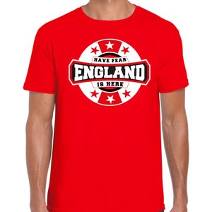 Have fear England is here t-shirt met sterren embleem in de kleuren van de Engelse vlag - rood - heren - Engeland supporter / Engels elftal fan shirt / EK / WK / kleding