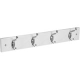 Kapstok rek voor wand/muur - wit - 4 ophanghaken/knoppen - MDF/ijzer - 42 x 9 cm