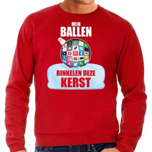 Rinkelende Kerstbal sweater / Kerst trui Mijn ballen rinkelen deze Kerst rood voor heren - Kerstkleding / Christmas outfit