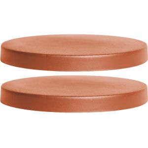 2x Stuks plantenonderzetters/multirollers rond terracotta kunststof 40 cm - Trolleys voor kamerplanten