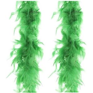 2x stuks carnaval verkleed veren Boa kleur groen 2 meter - Verkleedkleding accessoire