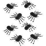 Chaks nep spinnen 10 cm - zwart/zilver - 12x stuks - velvet/fluweel - Horror/griezel thema decoratie