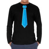 Bellatio Decorations Verkleed shirt voor heren - stropdas blauw - zwart - carnaval - foute party