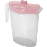 Hega Hogar Waterkan/sapkan met lichtroze deksel - 2x - 1.5 liter - kunststof - 9 x 23 cm - schenkkan/limonade