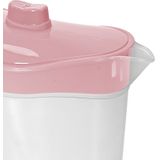 Hega Hogar Waterkan/sapkan met lichtroze deksel - 2x - 1.5 liter - kunststof - 9 x 23 cm - schenkkan/limonade