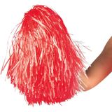 Boland Cheerballs/pompoms - 2x - rood - met franjes en ring handgreep - 28 cm - voor cheerleaders