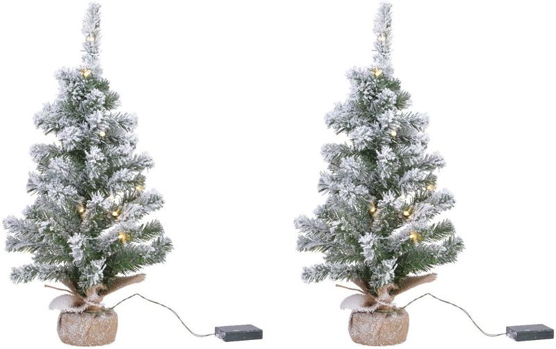 achterlijk persoon zeewier rechtbank 2x stuks kunstboom/kunst kerstboom met sneeuw en licht 75 cm - Kunst  kerstboompjes/kunstboompjes met kerstverlichting (cadeaus & gadgets) | € 52  bij Shoppartners.nl | beslist.nl
