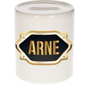 Arne naam cadeau spaarpot met gouden embleem - kado verjaardag/ vaderdag/ pensioen/ geslaagd/ bedankt