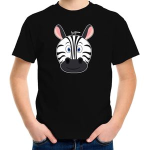 Cartoon zebra t-shirt zwart voor jongens en meisjes - Kinderkleding / dieren t-shirts kinderen