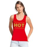 Rood Hot mouwloos shirt/ tanktop in gouden glitter letters dames