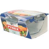 2x Ronde glazen ovenschalen met deksel 2,1 liter 22 x 13 x 5 cm - Ovenschaal/braadslede - Ovenschotel schalen - Bakvorm