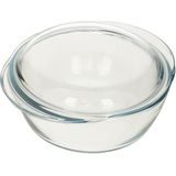 2x Ronde glazen ovenschalen met deksel 2,1 liter 22 x 13 x 5 cm - Ovenschaal/braadslede - Ovenschotel schalen - Bakvorm