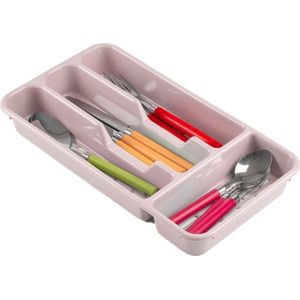 Bestekbak/bestekhouders 4-vaks roze - 33 x 18 x 4 cm - Keuken opberg accessoires