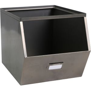 Urban Living Stapelbare opbergmand Open Metal Box - L23 x B32 x H21 cm - metaal - donkergrijs